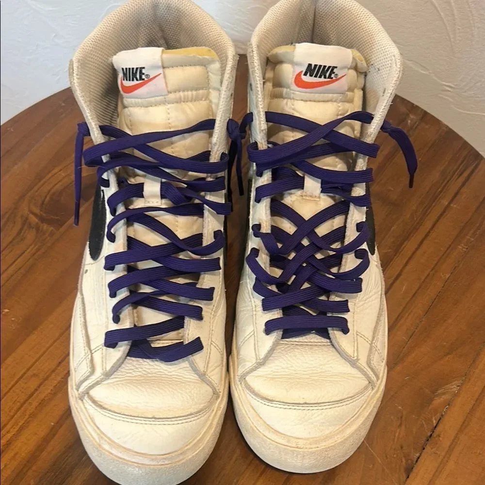 Custom Nike Blazers with Purple Laces Mens 10